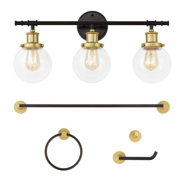 Hugo 24.5" 3-Light Farmhouse Classic Vanity Light with Bathroom Hardware Accessory Set - JONATHAN Y